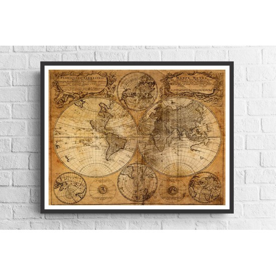 Quadro Mapa Mundi Antigo  - 74x94 cm