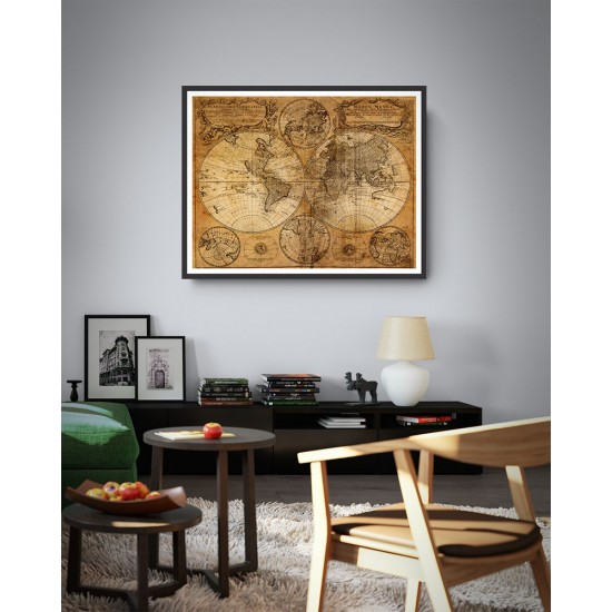 Quadro Mapa Mundi Antigo  - 74x94 cm