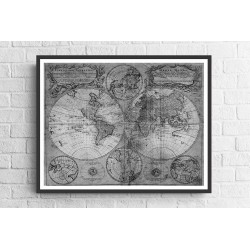 Quadro Mapa Mundi Antigo PB  - 74x94 cm