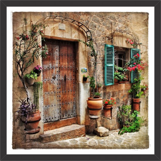 Quadro Fachada Casa Vintage - 38x38 cm 