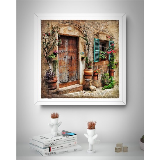 Quadro Fachada Casa Vintage - 38x38 cm 