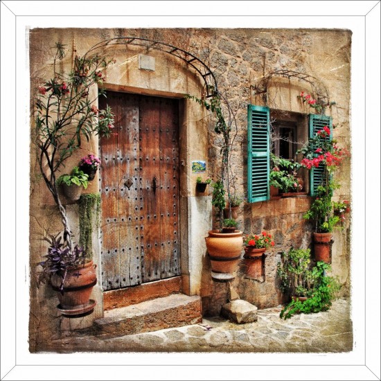 Quadro Fachada Casa Vintage - 38x38 cm 